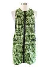 Nasty Gal Green Black Geometric Zip Front Dress Size S Mini Party Club Kid 
