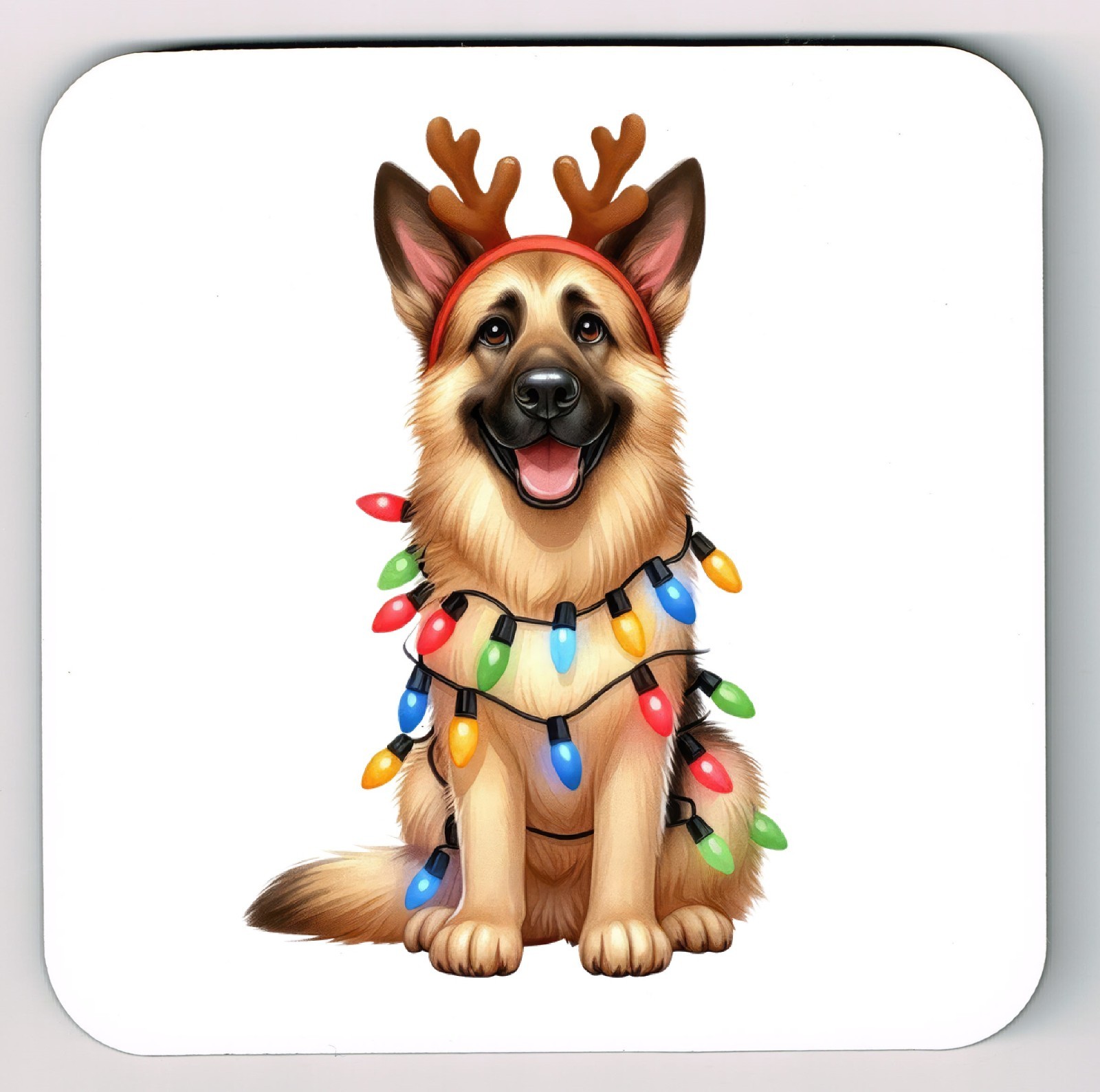 German Shepherd Coaster, German Shepherd Christmas Themed Dog Lovers Coaster