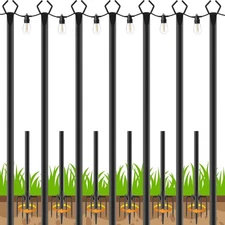 7 Pack String Light Poles, Outdoor String Light Pole 10ft Forked Metal Light ...
