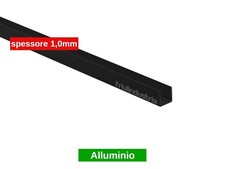 Profilo canalina a U in alluminio nero spessore 1 mm, varie misure