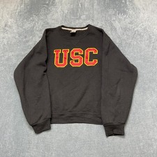 VTG Russell Athletic Usc Sweatshirt Mens Small Black Cotton Fleece Crew Neck
