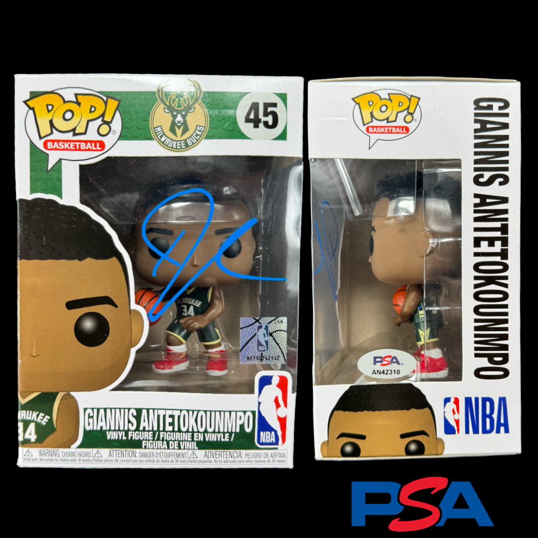 Giannis Antetokounmpo Signed Autograph Funko Pop #45 Bucks PSA/DNA Authenticated