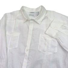 Cubavera Mens Guayabera Button Up Shirt Long Sleeve 2X White 100 Linen