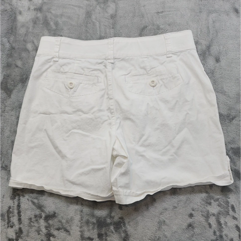 Gloria Vanderbilt Celina Mid Rise Cuffed Roll Tab 短裤 尺寸 6 白色弹力 — 第 4/4 张图片