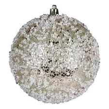 Vickerman 4.75" Plastic Hail Ball Ornaments in Glitter Champagne Gold (Set of 4)