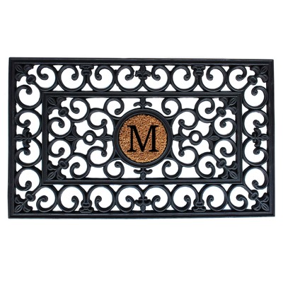 150011830M Rubber Monogram Doormat, 18'' x 30'' (Letter M)