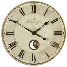 Uttermost Harrison Gray Brass 23" Round Wall Clock
