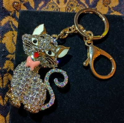  Katze Kristall Strass Schlüsselanhänger Schlüsselanhänger Handtasche Autoschlüsselanhänger Ringe.  k1Grnd*