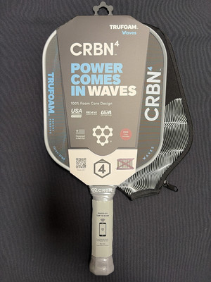 NEW CRBN 4 TruFoam Waves Aerocurve Pickleball Paddle w/ Free Cover, Carbon Fiber