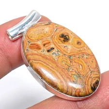 Poppy Jasper Gemstone 925 Sterling Silver Handmade Pendant 1.6" T70