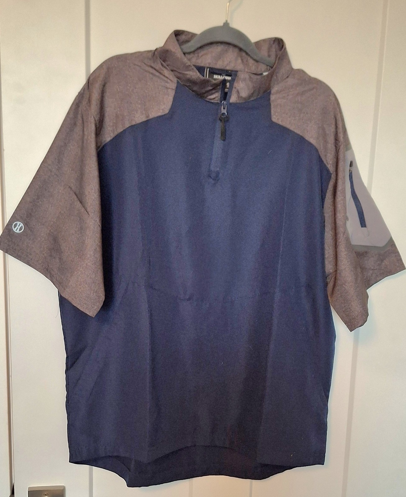 Mens Large Short Sleeve 1/4 Zip  Windbreaker Euc