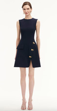 Designer BNWT Oscar De La Renta Size 10 Wool Stunning Bow Button Women's Dress