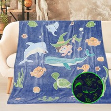 50x60 inch Fleece Blanket, Blue, Throw, Toddler, Boy, Kids, Soft Plush, Cozy