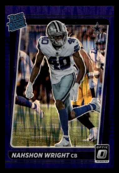2021 Donruss Optic #285 Nahshon Wright Rookie Purple Shock Cowboys