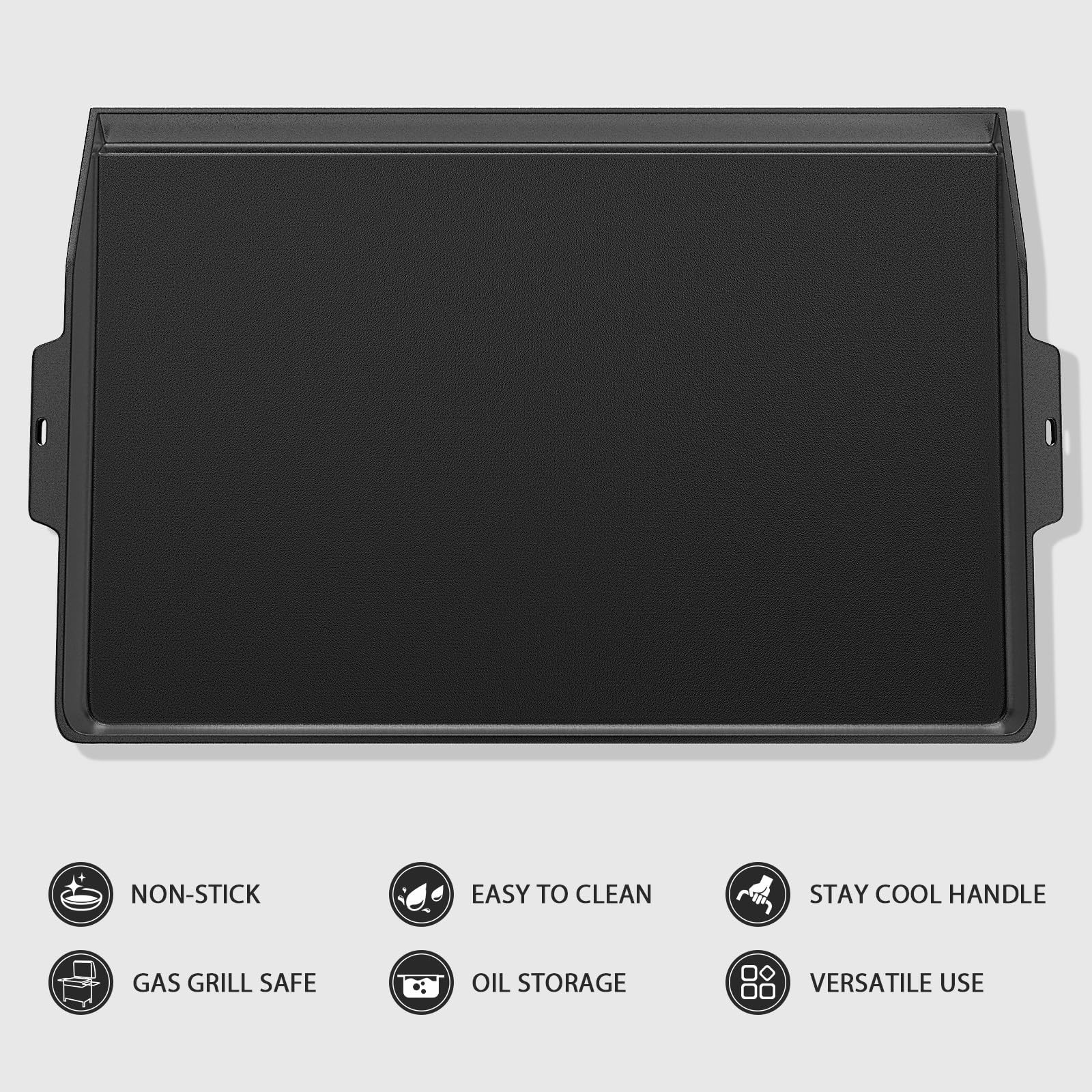 23" x 16" Cast Iron Griddle for Gas Grill and Stove Top, Universal Flat Top G...