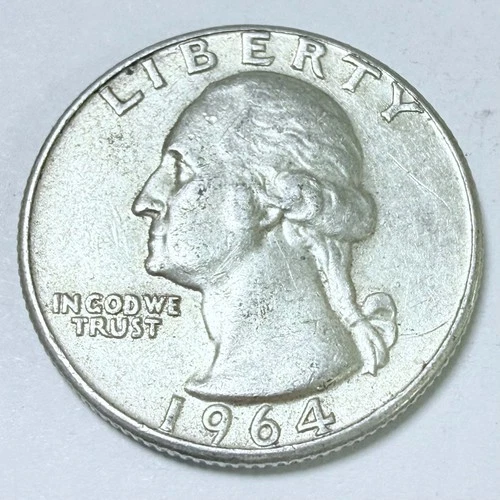 1964 SILVER WASHINGTON QUARTER  90% SILVER CIRCULATED COIN FREE SHIP #7591