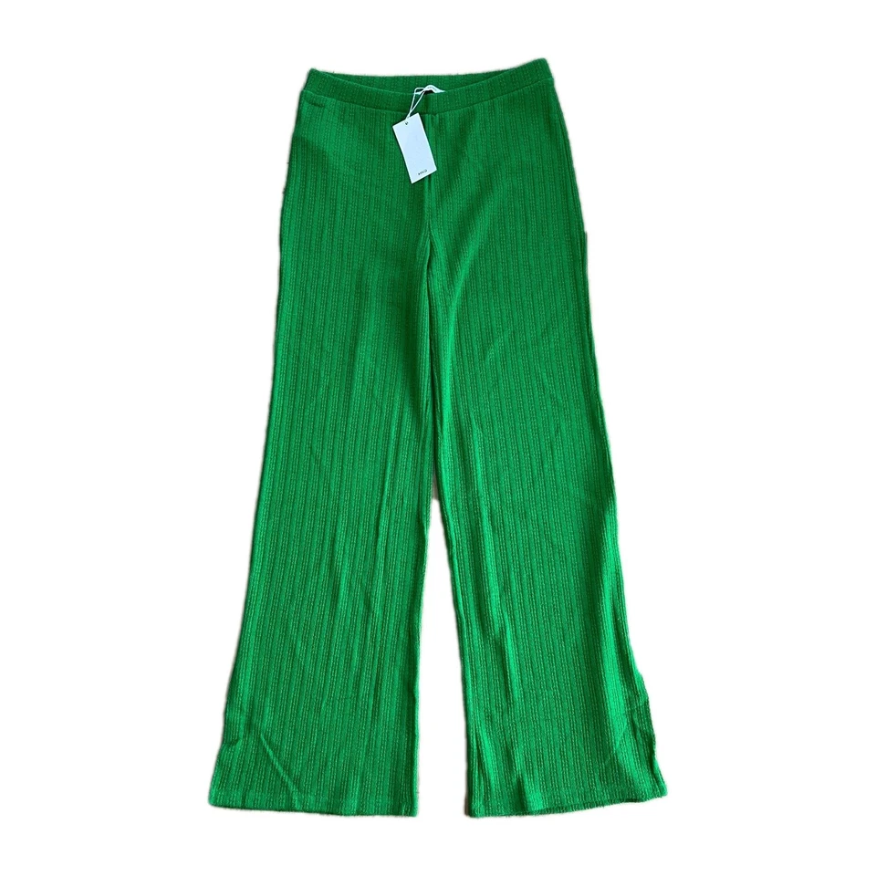 Mango Pantalon Vert Femme M Maille Sans Motif Coupe Regular Pantalon Cargo Neuf - Photo 1/4