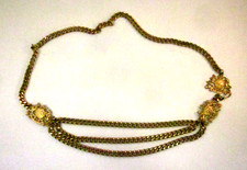 Accessocraft NYC Gold Tone Triple Chain Belt Lion Unicorn Coat of Arms Heavy