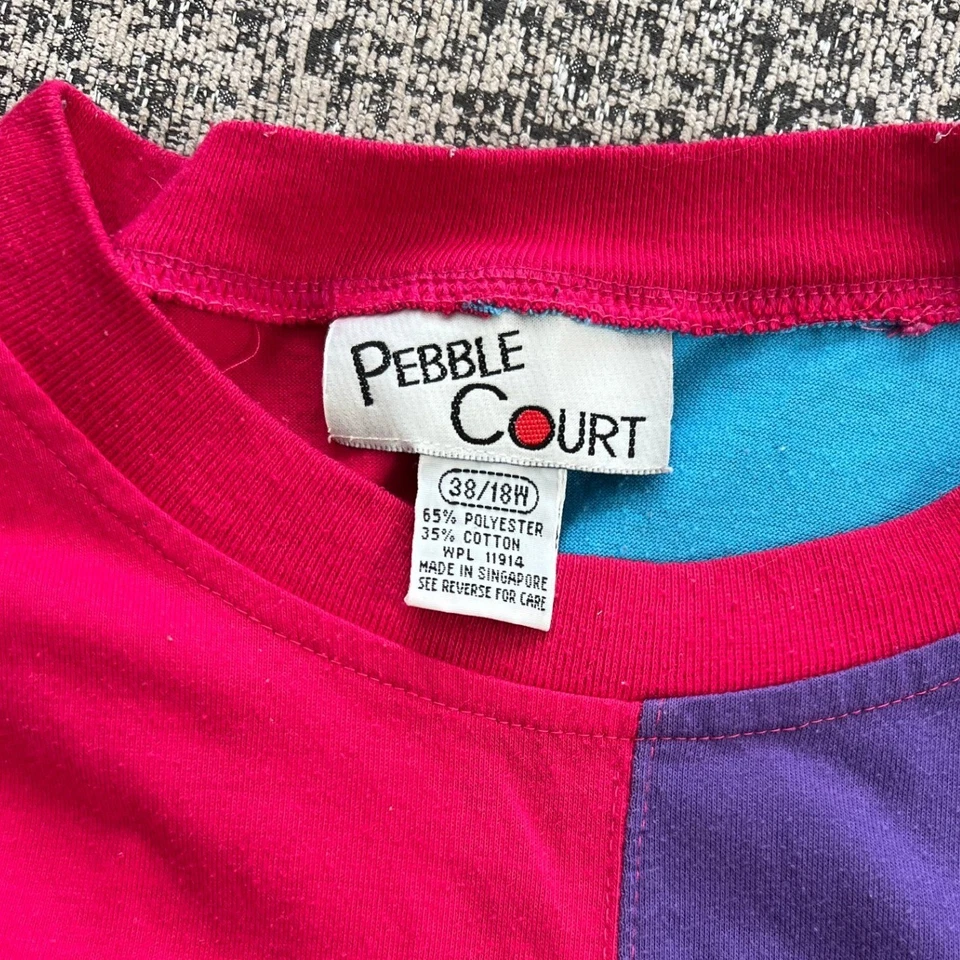 Camiseta Top Estilo Retro Años 80 De Colección Pebble Court Color Block Talla Grande Foto 4 de 4