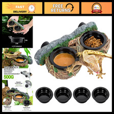 Magnetic Reptile Feeding Ledge with 4 Cups, Gecko Feeder  Water Bowl for Terrar