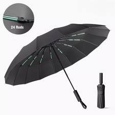 Extra Strength Foldable 24 Rods Umbrella Fully Automatic Large UV/Rain Protect