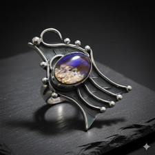 Handmade Abalone Shell Sterling Silver Ring Size 6 Artisan Statement Jewelry