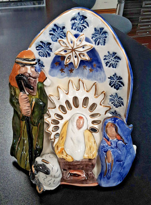 Blue Sky Clayworks Traditional Nativity Tealight Holder 2009 Heather Goldminc