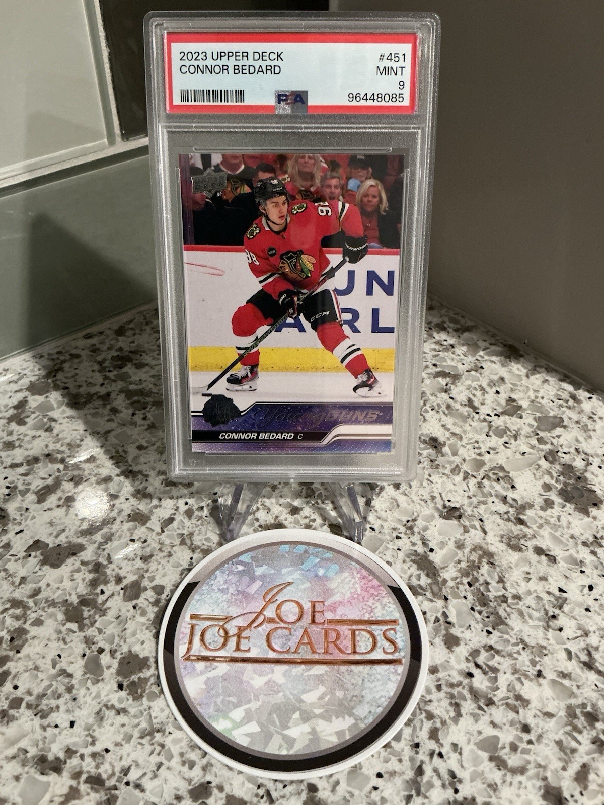 2023 UPPER DECK 451 CONNOR BEDARD PSA 9 YOUNG GUNS ROOKIE CARD RC