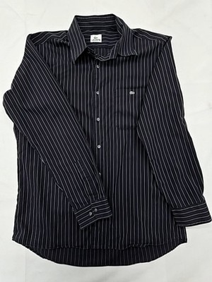 Lacoste Herren Hemd Navy Weiß Gestreift Baumwolle Button Down 43