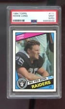 1984 Topps #111 Howie Long Raiders RC ROOKIE MINT PSA 9 (PD Graded Football Card. rookie card picture
