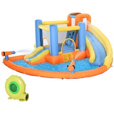 5-in-1 Bouncy Castle: Dual Slides, Water Cannons & Splash Pool