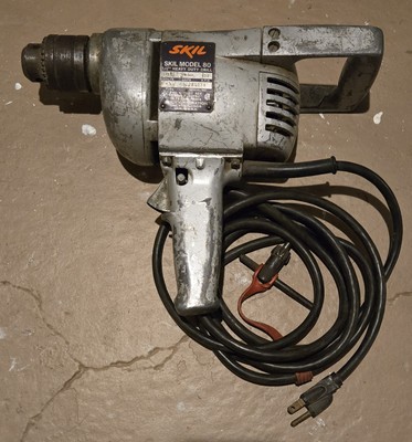 Vintage Skil Model 80 1/2'' Heavy Duty Electric Drill w/ Key Tested Working 115V