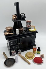 Dolls house Victorian style aga oven range cooker & all accessories  in 1/12th 