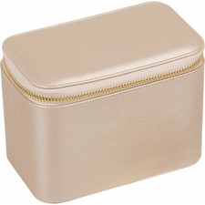 Champagne Brushed Leatherette Jewelry Travel Case w/ Pouches Storage Travel