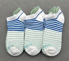 3 Pairs Women's Cushion Stripes Ankle Socks aquatic Size Med 8-10.5 BOMBAS