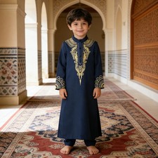Kids Boys Abaya Long Robes Turkey Jubba Muslim Thoub Thobe Dubai Dishdasha Arab