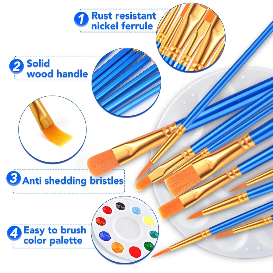 Paint Brushes Palette Set,24 Pack/240Pcs Acrylic Paint Brushes and 24 Palette... - Image 2 of 4