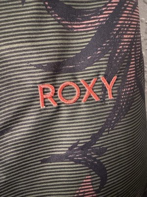 Roxy Snow Jacket Girls Size 10 Green Pink Tropical Palm Print Insulated Ski Coat