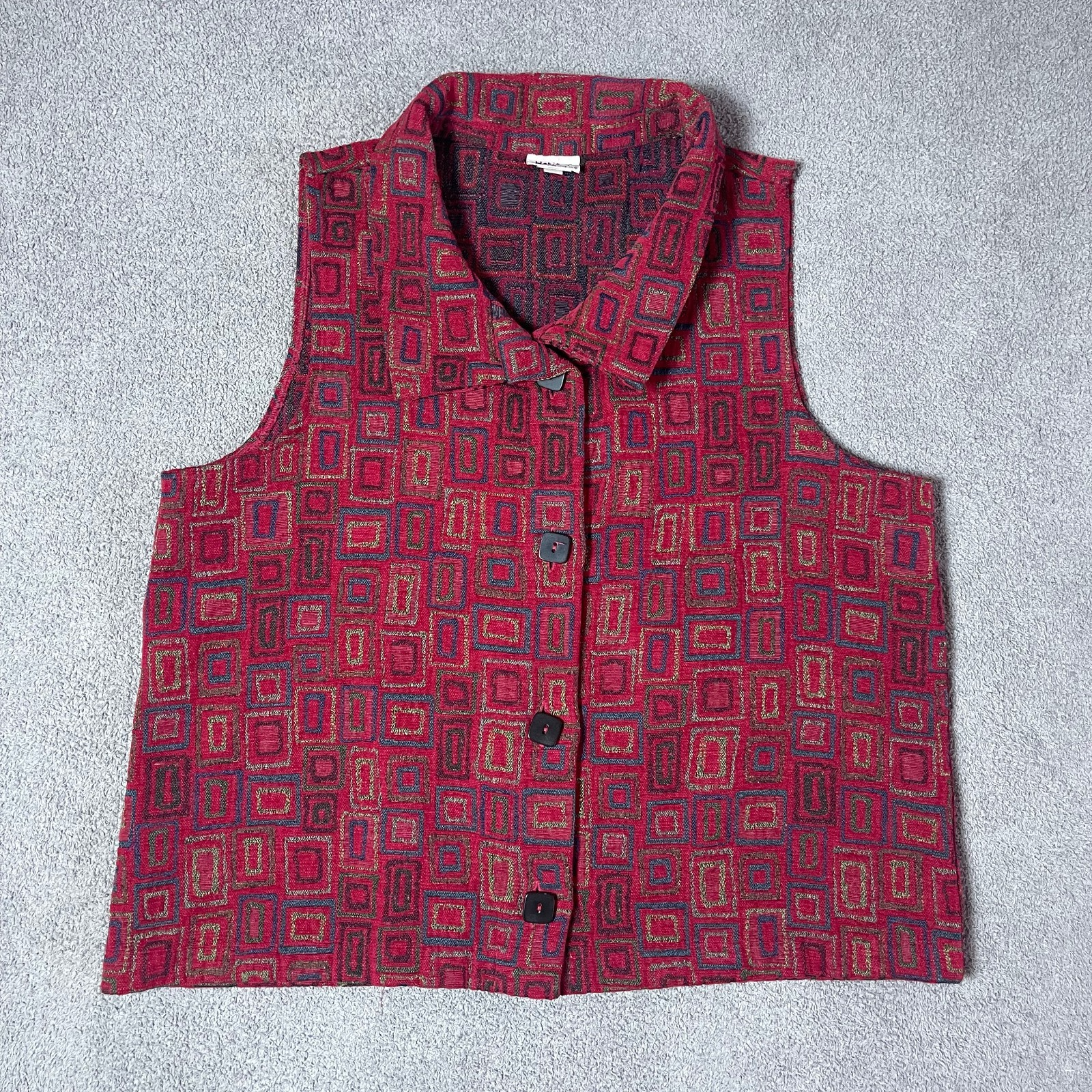Habitat Clothes To Live In Boho Made in USA Button Vest Women's X-Large