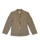 Calvin Klein Tan Blazer Logo Buttons Women s Size 4 Career Minimalist