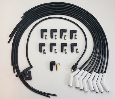 BB CHEVY FORD CERAMIC 135 45 DEGREE BOOTS 8.5mm UNIVERSAL SPARK PLUG WIRES HEI