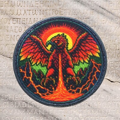 Fire Phoenix Patch Iron-on Applique Greek Myth Legend Creature Flame Rising Up