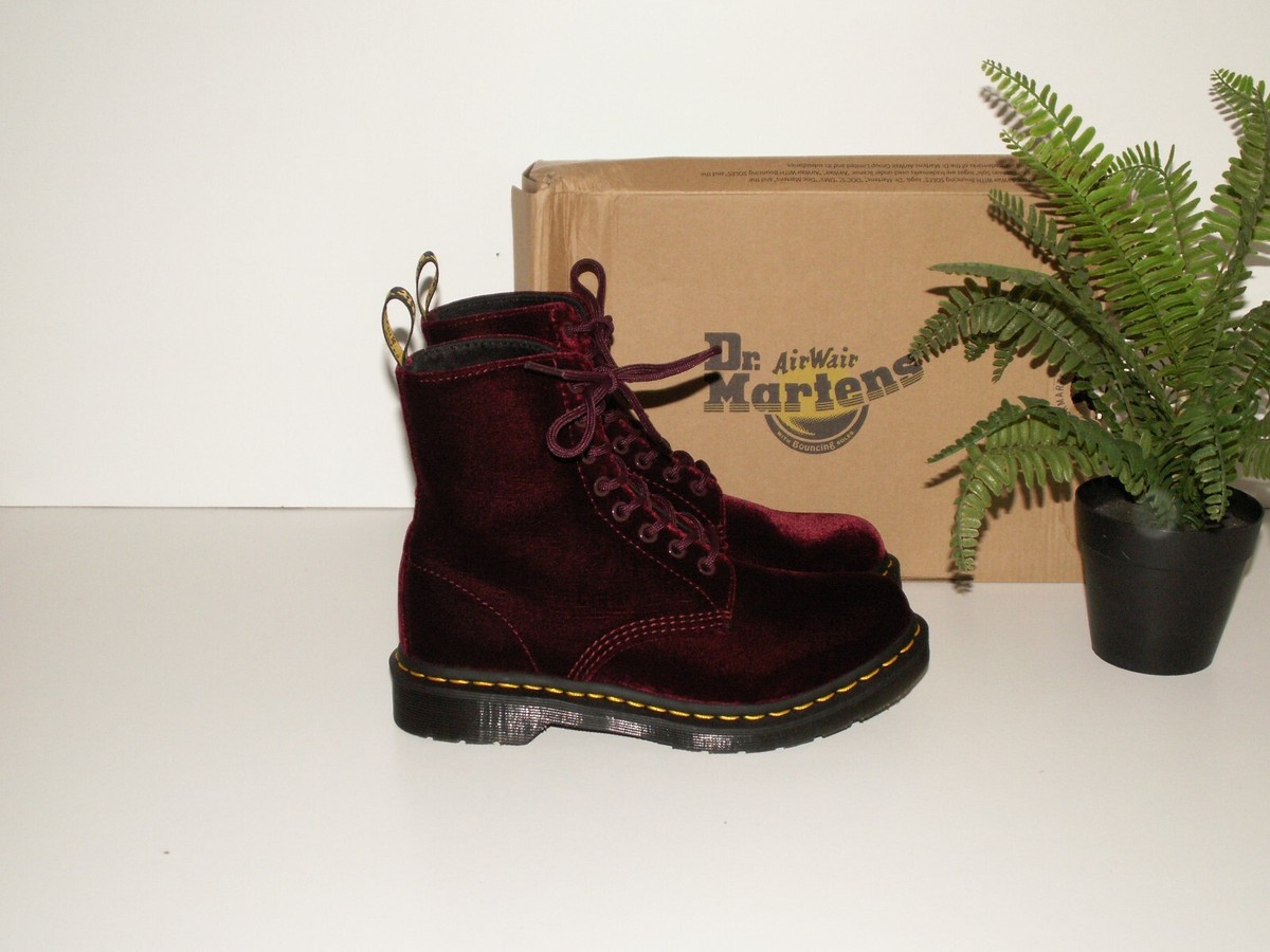 Dr. Martens 1460 PASCAL VELVET cherry red boots worn once! UK 5 EU