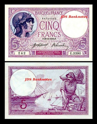 2x 5, 10, 20, 5000 Francs - Édition 1916 - 1937 - Reproduction - 14 - Photo 7 sur 7
