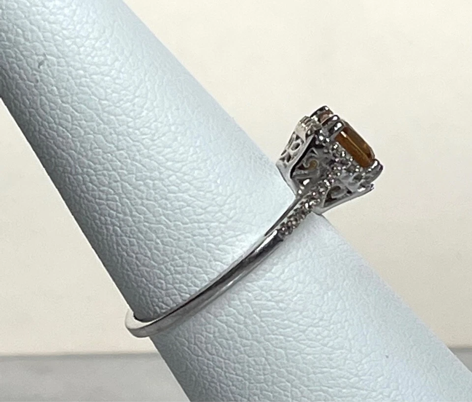 ANILLO JWBR ORO BLANCO HESSONITA GRANATE Y DIAMANTES TALLA 6.5 Foto 4 de 4