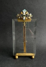 Antique Victorian Style France 19th Century Enamel Iris Photo Holder Miniature Frame