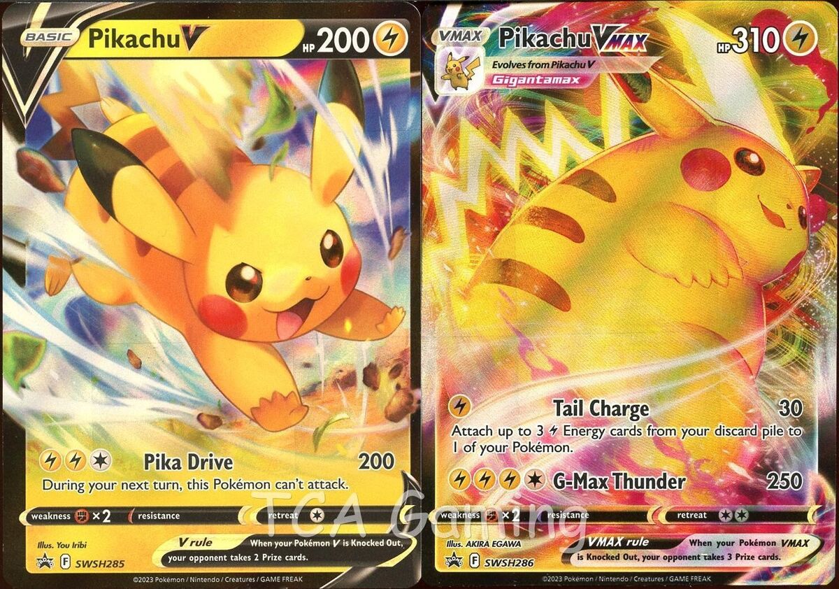 Pikachu VMAX SWSH286 + V SWSH285 FULL ART HOLO Promo (2x Pokemon