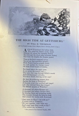 1913 Will H. Thompson Poem The High Tide At Gettysburg