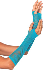 Leg Avenue Triangle Net Fingerless Gloves Blue