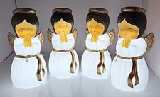 Holiday Time Christmas Angels 4 Praying Tabletop Blow Mold 11" Light Up NWT READ